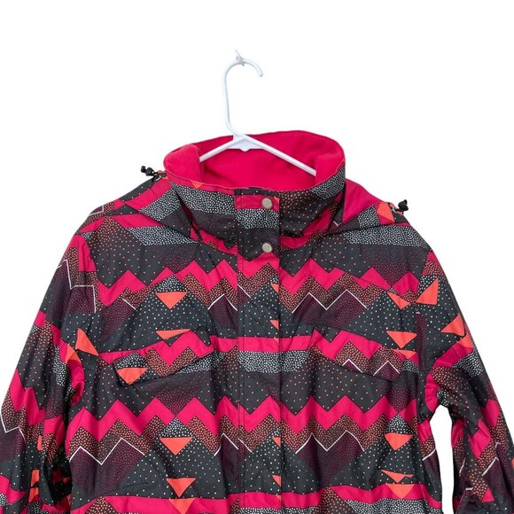 SIMS Women’s Size L Snowboard Jacket Pink‎ Brown Geometric Zip Snap Button I - Picture 3 of 9
